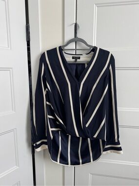 rag & bone Debbie Silk Striped Navy & White Blouse | 100% Silk NWOT